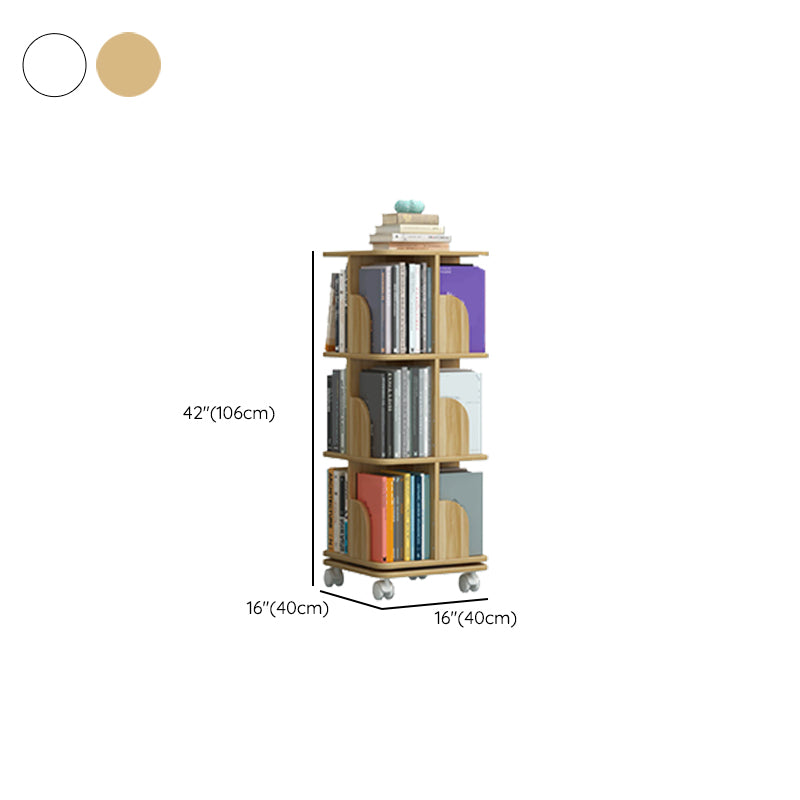 Contemporary Wooden Bookcase Closed Back Shelf Bookcase with Caster