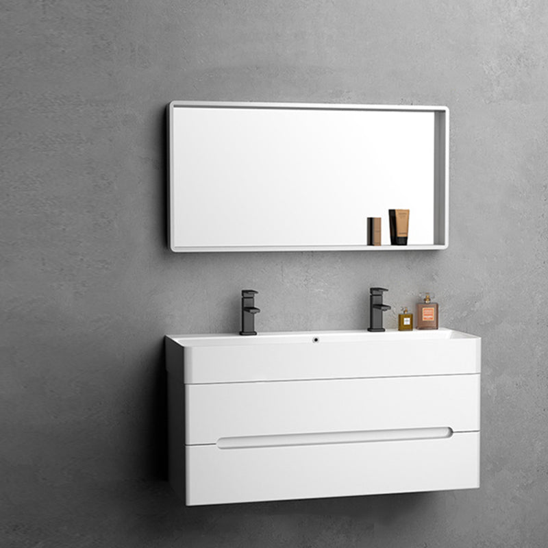 Modern Wooden Sink Vanity White Wall Mount Bathroom Vanity Cabinet with Mirror