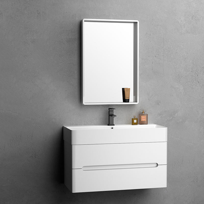 Modern Wooden Sink Vanity White Wall Mount Bathroom Vanity Cabinet with Mirror