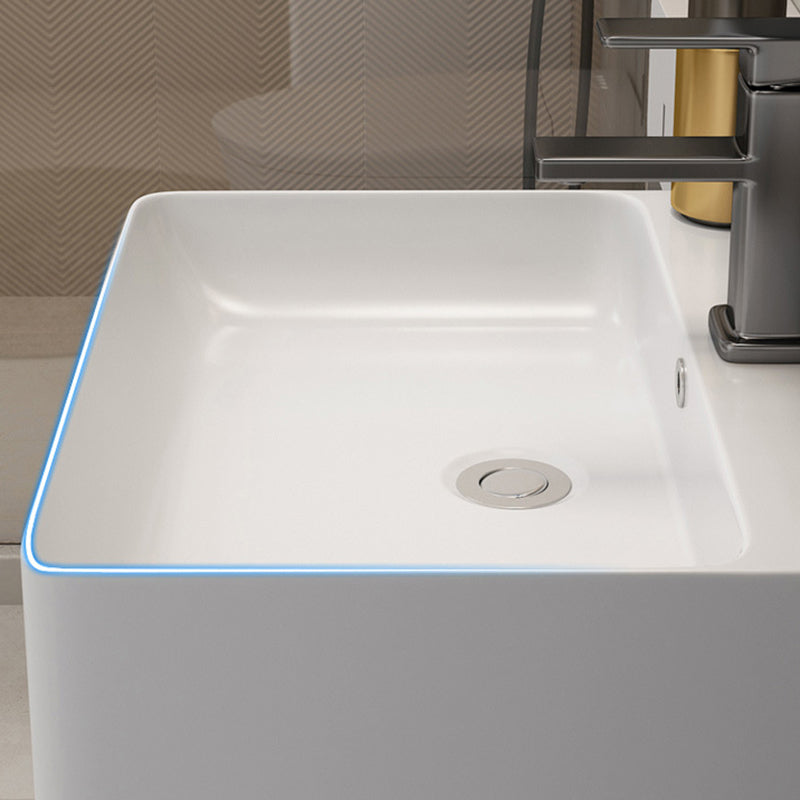 Modern Wooden Sink Vanity White Wall Mount Bathroom Vanity Cabinet with Mirror