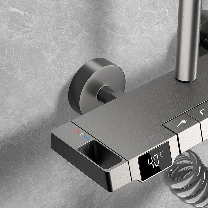 Wall Mounted Modern Square Metal Shower Brass Shower Head Shower Faucet in Gray