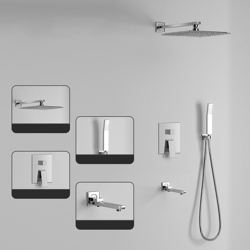 Modern Pressure Balanced Diverter Valve Shower Faucet Metal Shower System on Wall