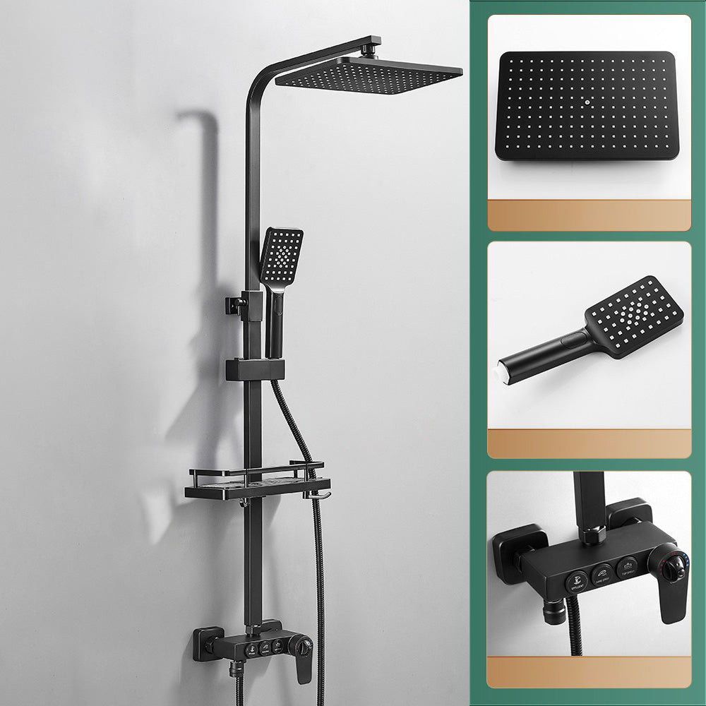 Modern Adjustable Water Flow Shower Faucet Shower Arm Hose Shower System on Wall