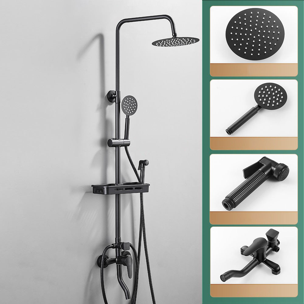 Modern Adjustable Water Flow Shower Faucet Shower Arm Hose Shower System on Wall