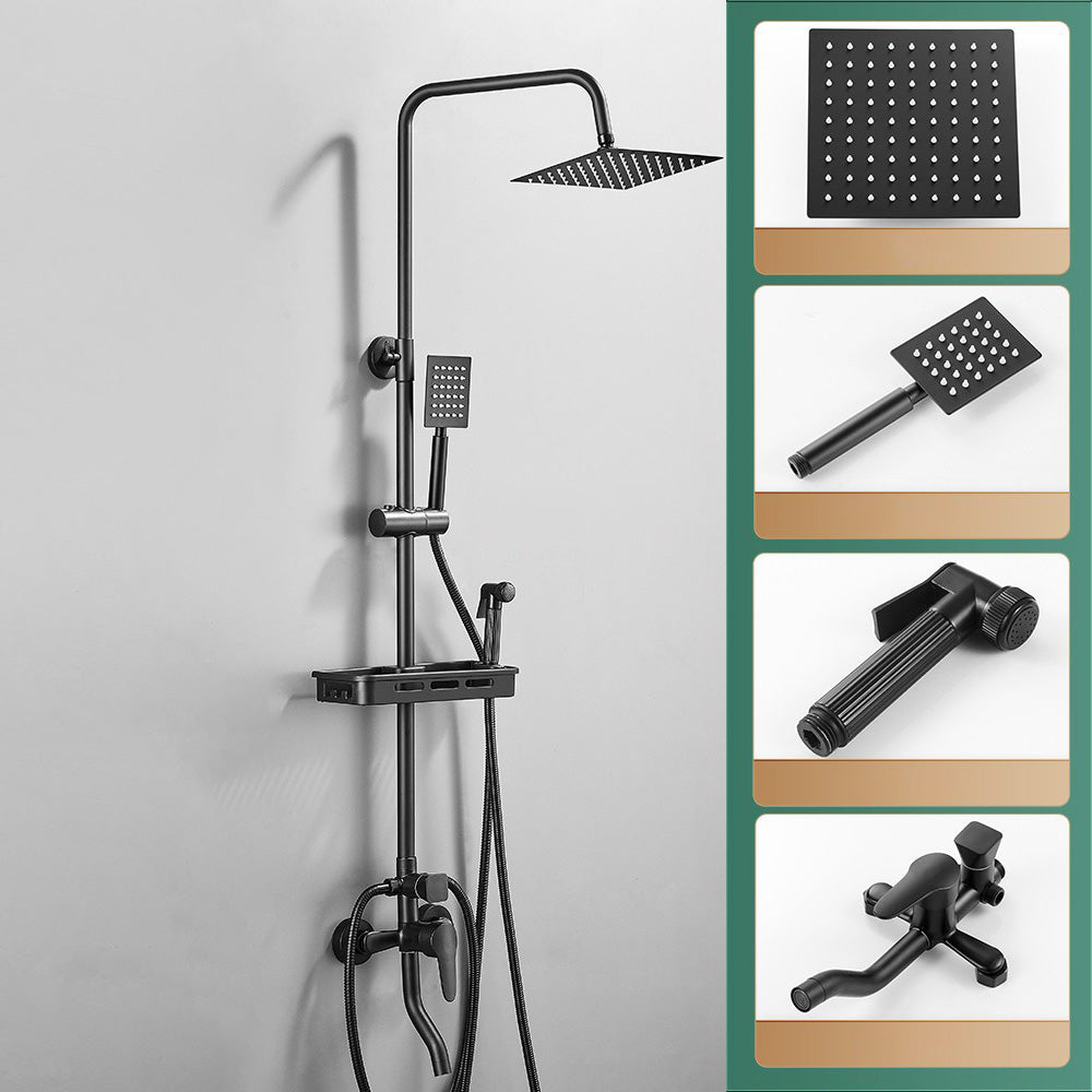 Modern Adjustable Water Flow Shower Faucet Shower Arm Hose Shower System on Wall