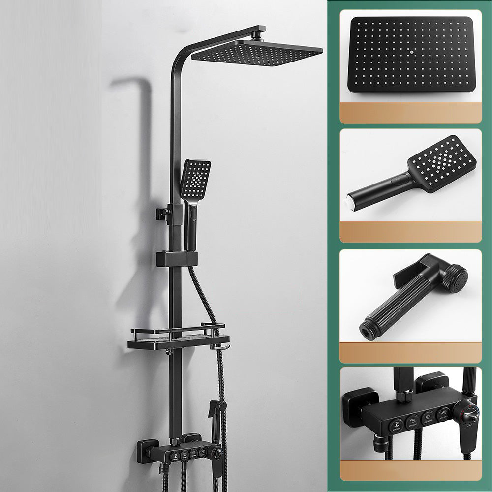 Modern Adjustable Water Flow Shower Faucet Shower Arm Hose Shower System on Wall