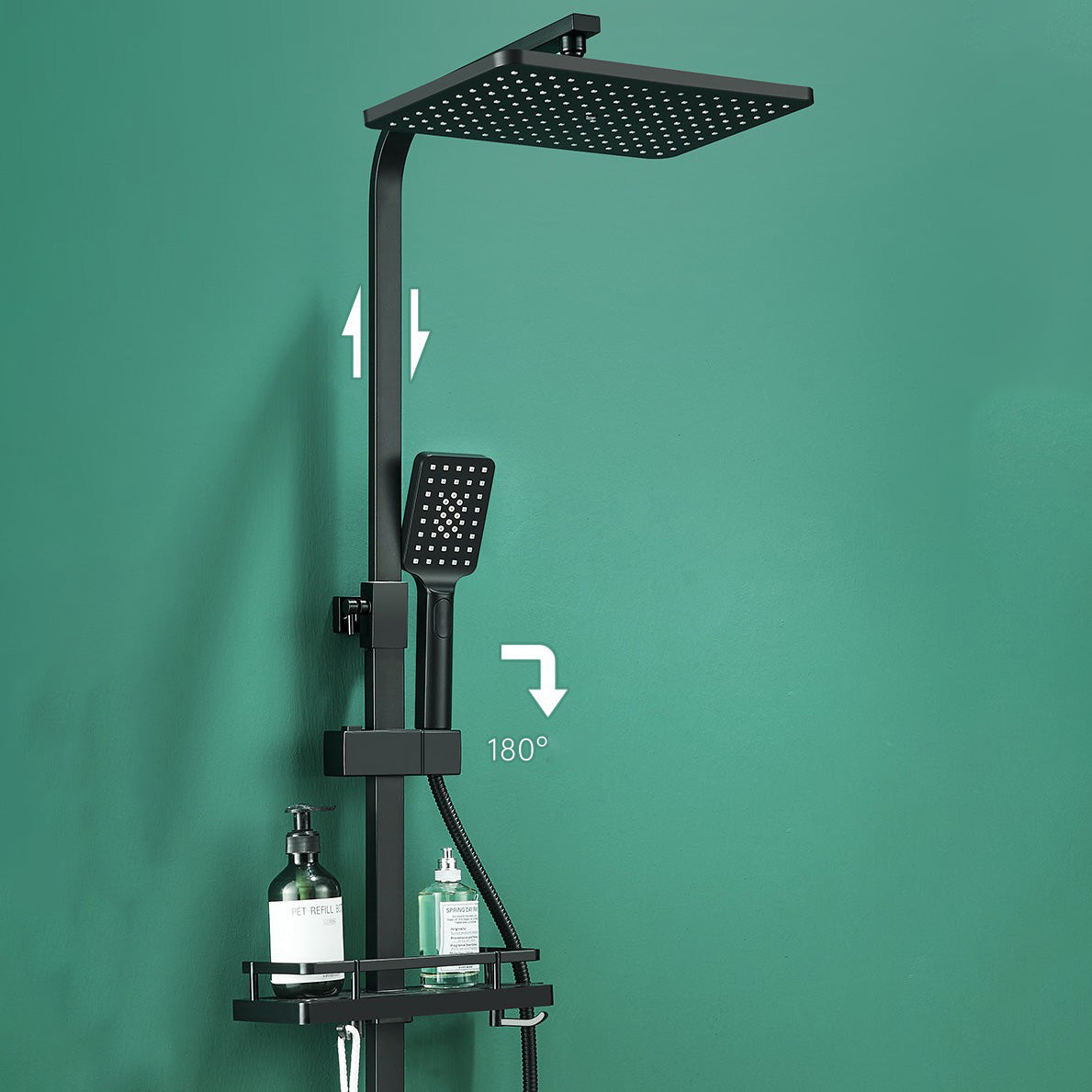 Modern Adjustable Water Flow Shower Faucet Shower Arm Hose Shower System on Wall