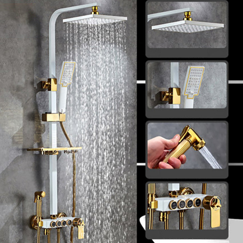 Wall Mounted Shower Arm Shower Faucet Pressure Balanced Diverter Valve Shower System