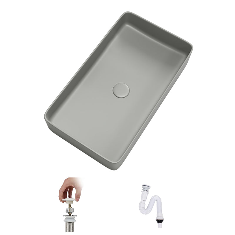 Contemporary Bathroom Sink Porcelain Rectangular Vessel Bathroom Sink