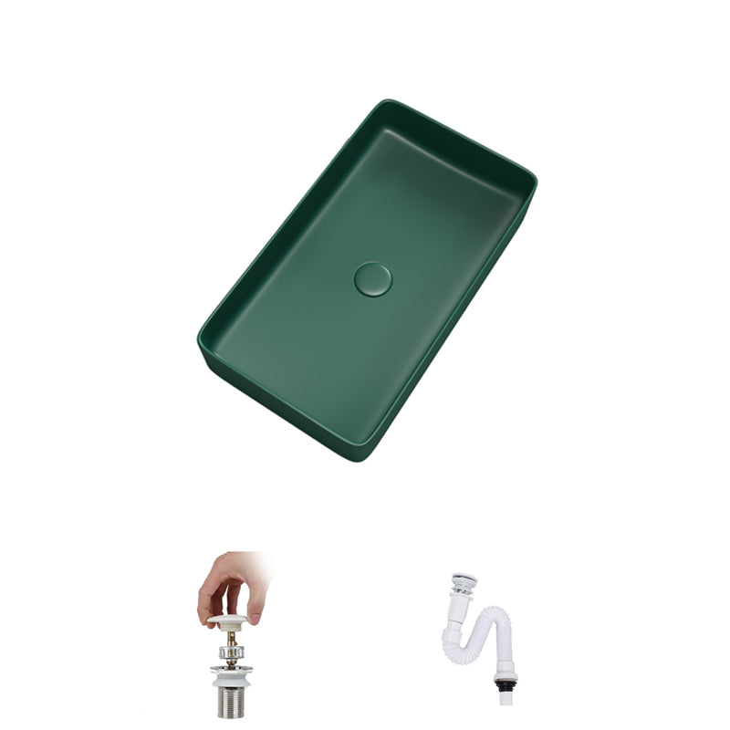 Contemporary Bathroom Sink Porcelain Rectangular Vessel Bathroom Sink