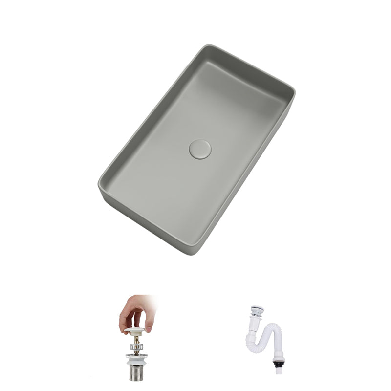 Contemporary Bathroom Sink Porcelain Rectangular Vessel Bathroom Sink