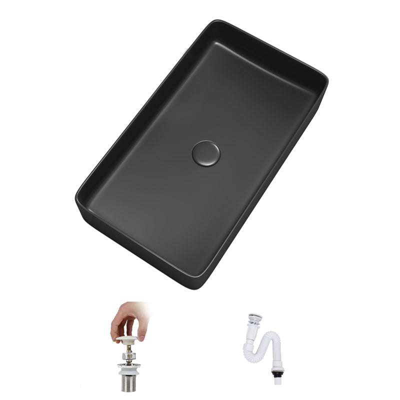 Contemporary Bathroom Sink Porcelain Rectangular Vessel Bathroom Sink