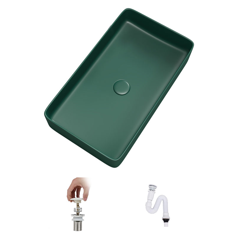 Contemporary Bathroom Sink Porcelain Rectangular Vessel Bathroom Sink