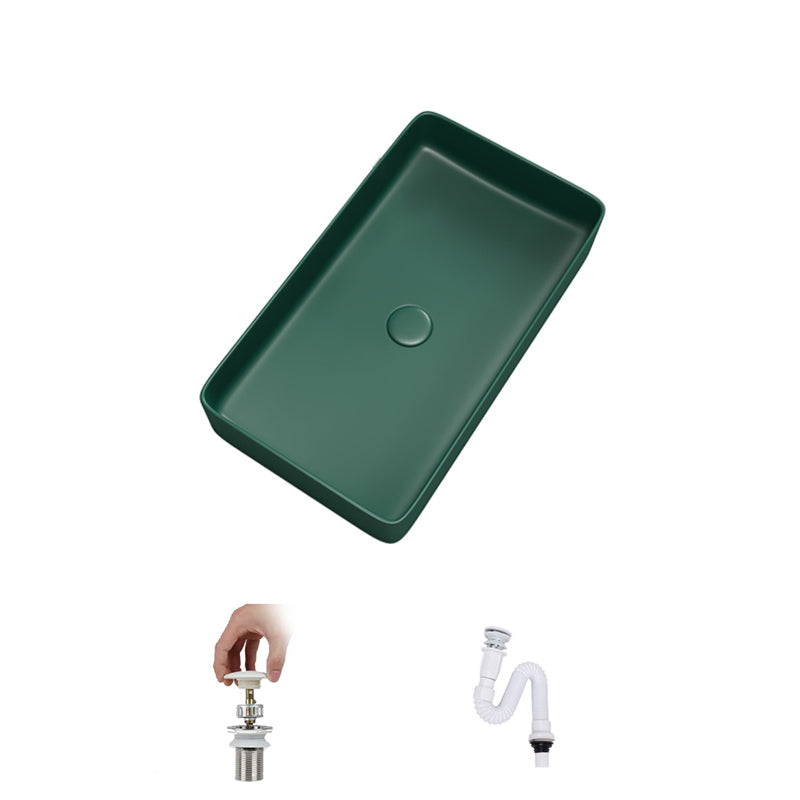 Contemporary Bathroom Sink Porcelain Rectangular Vessel Bathroom Sink