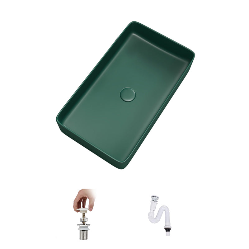 Contemporary Bathroom Sink Porcelain Rectangular Vessel Bathroom Sink