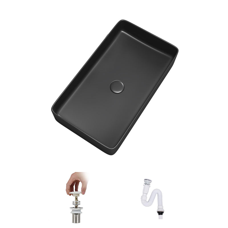 Contemporary Bathroom Sink Porcelain Rectangular Vessel Bathroom Sink