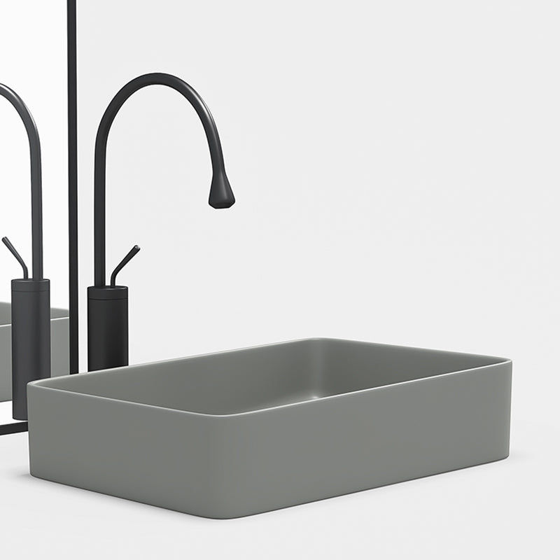 Contemporary Bathroom Sink Porcelain Rectangular Vessel Bathroom Sink