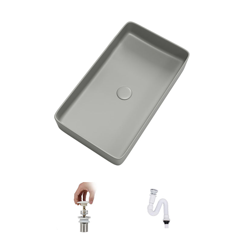 Contemporary Bathroom Sink Porcelain Rectangular Vessel Bathroom Sink
