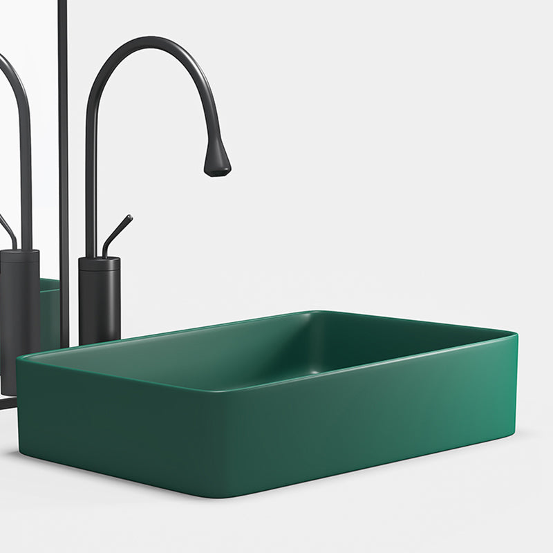 Contemporary Bathroom Sink Porcelain Rectangular Vessel Bathroom Sink