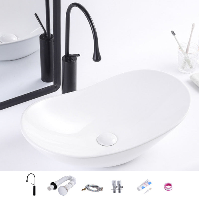 Modern Bathroom Sink Oval Bathroom Sink Overflow with Basin and Faucet