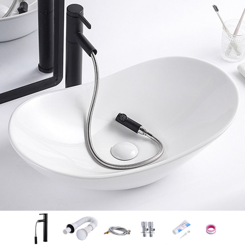 Modern Bathroom Sink Oval Bathroom Sink Overflow with Basin and Faucet