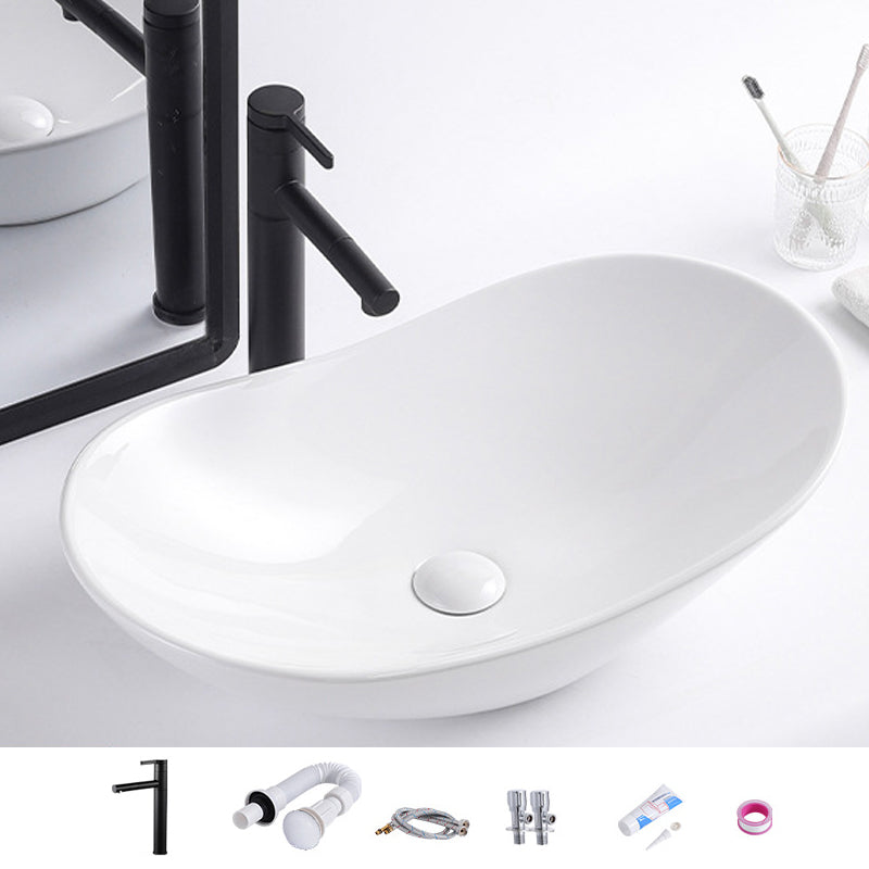 Modern Bathroom Sink Oval Bathroom Sink Overflow with Basin and Faucet