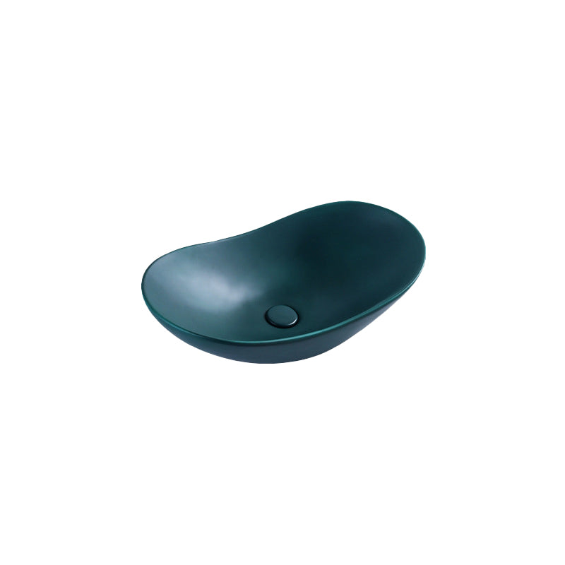 Modern Bathroom Sink Oval Bathroom Sink Overflow with Basin and Faucet