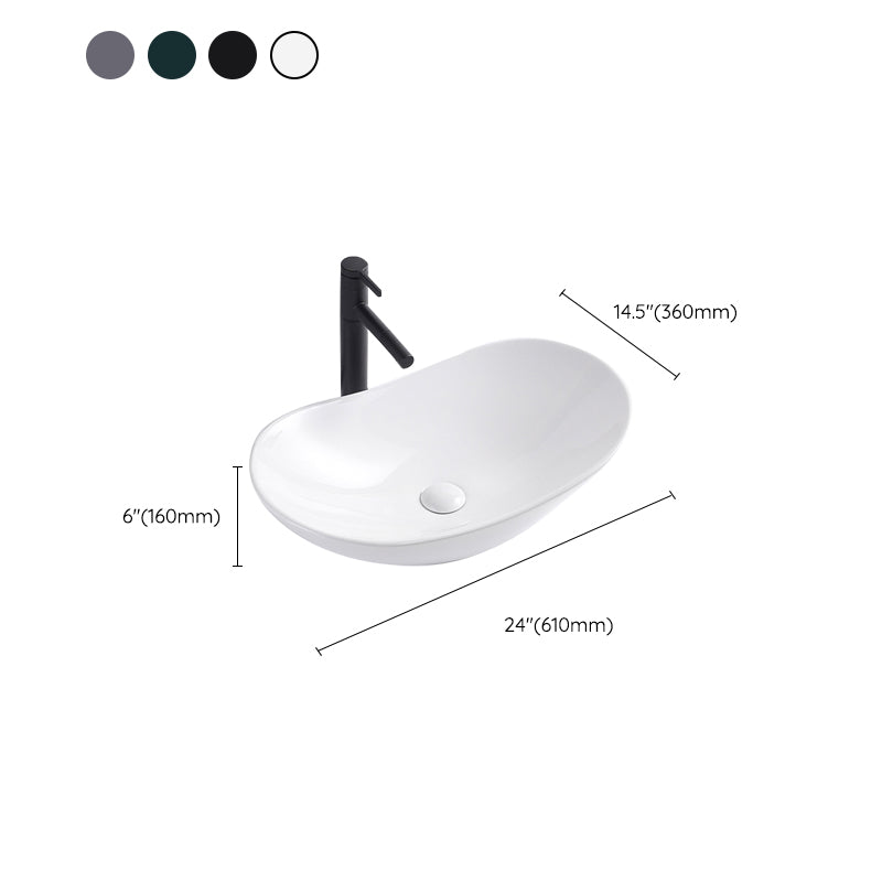 Modern Bathroom Sink Oval Bathroom Sink Overflow with Basin and Faucet