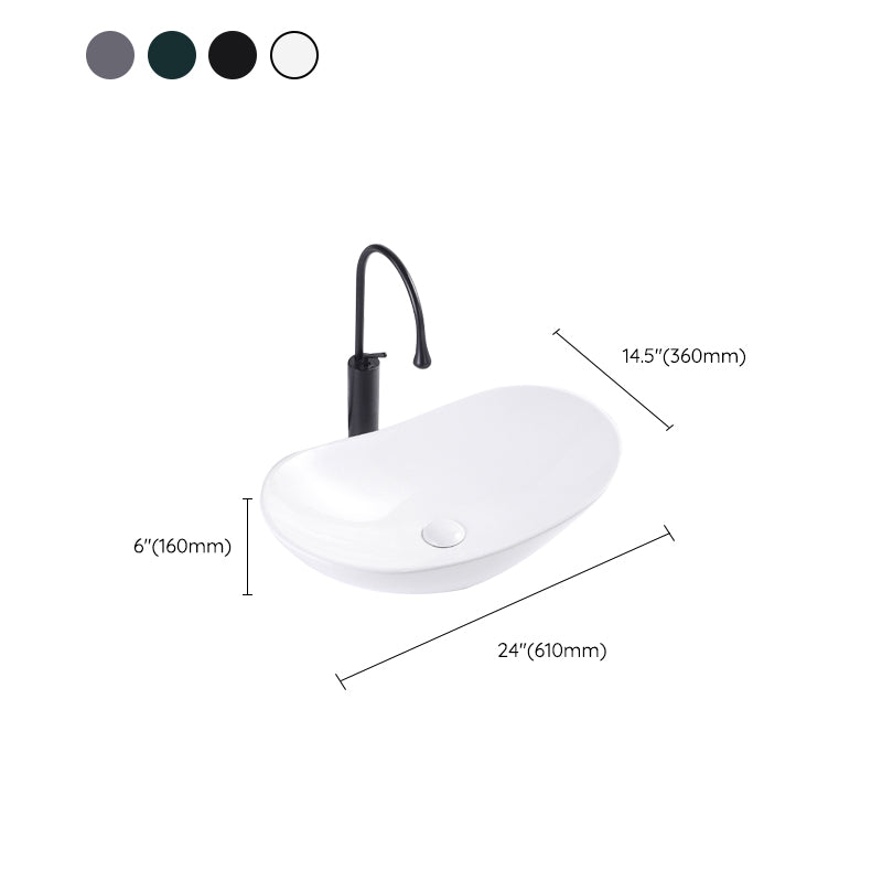Modern Bathroom Sink Oval Bathroom Sink Overflow with Basin and Faucet