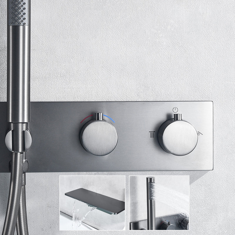 Wall Mounted Metal Tub Filler Double Handles Waterfall Tub Faucet Trim