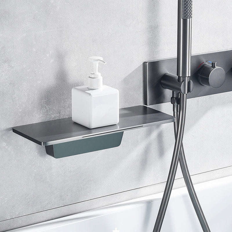 Wall Mounted Metal Tub Filler Double Handles Waterfall Tub Faucet Trim