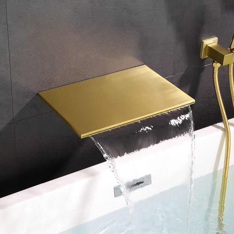 Modern Wall Mounted Metal Tub Filler Low Arc Waterfall Tub Faucet Trim