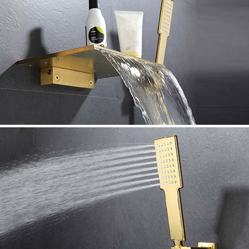 Modern Wall Mounted Metal Tub Filler Low Arc Waterfall Tub Faucet Trim