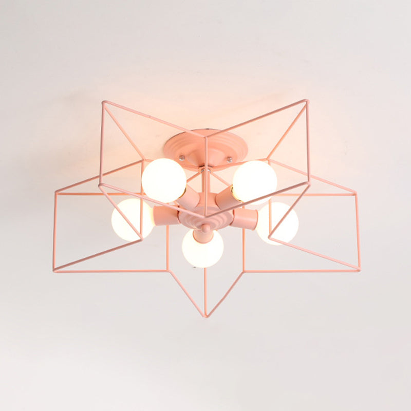 Modern Star Shape Flush Mount Light Fixtures 5 Light Flush Mount Ceiling Light