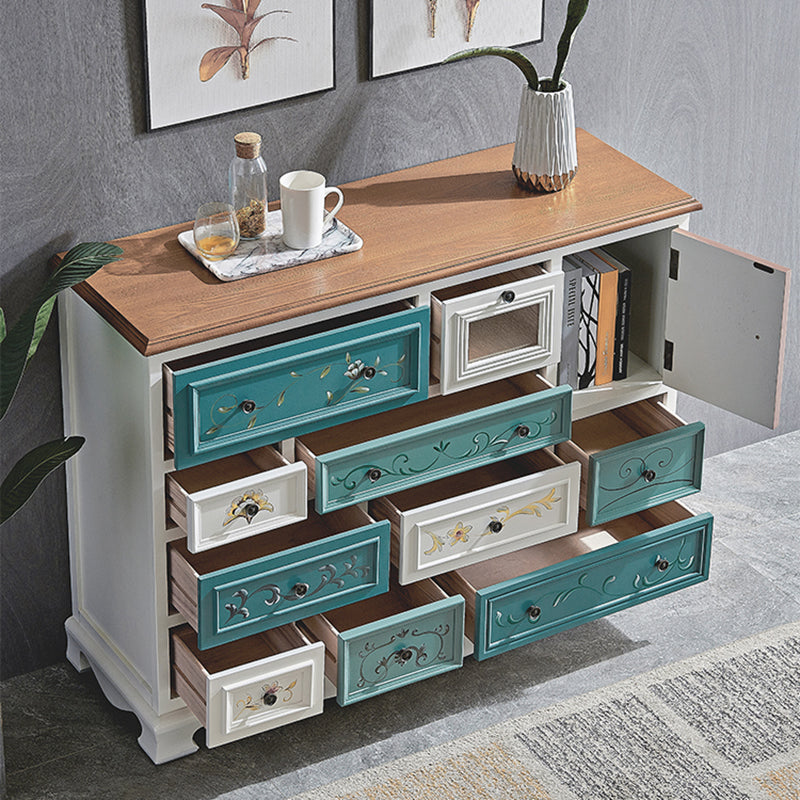 Nautical Bedroom Wooden Storage Chest Horizontal Chest with 10 Drawers