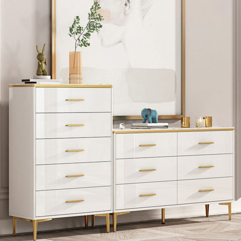 Glam Stone Storage Chest Bedroom 11.8" Wide Chest in White with Drawers