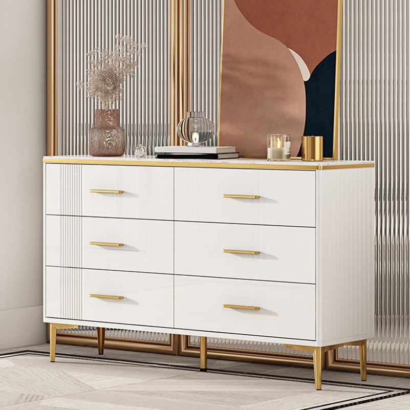 Glam Stone Storage Chest Bedroom 11.8" Wide Chest in White with Drawers