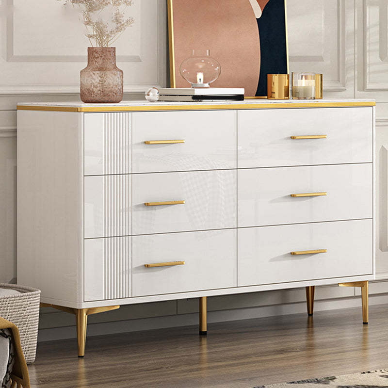 Glam Stone Storage Chest Bedroom 11.8" Wide Chest in White with Drawers