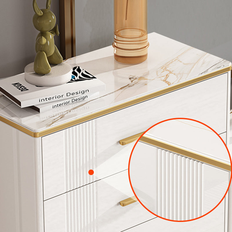 Glam Stone Storage Chest Bedroom 11.8" Wide Chest in White with Drawers