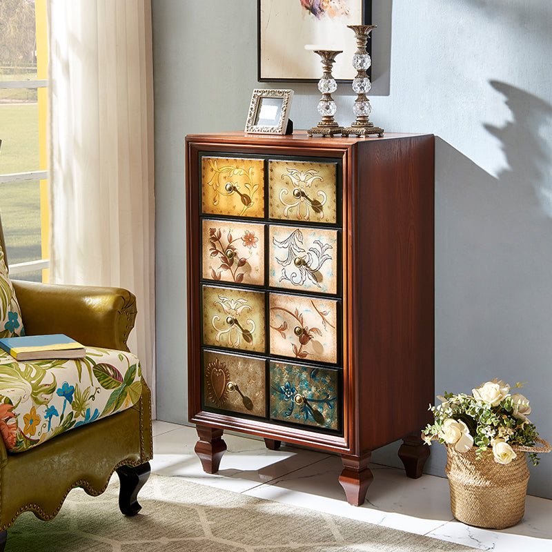 Vertical Traditional Wooden Storage Chest Bedroom Chest with Drawers