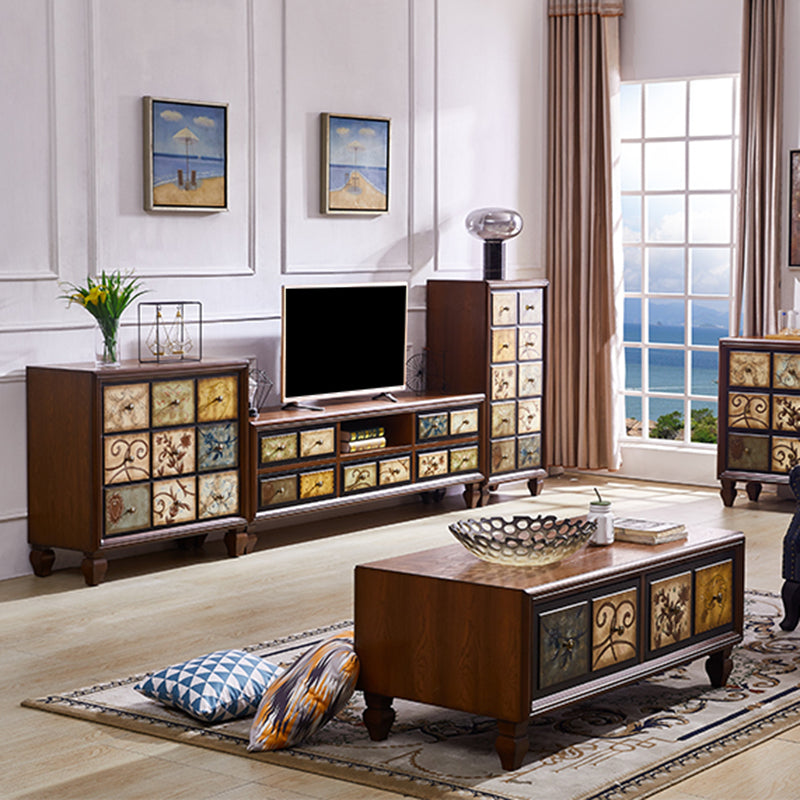 Vertical Traditional Wooden Storage Chest Bedroom Chest with Drawers