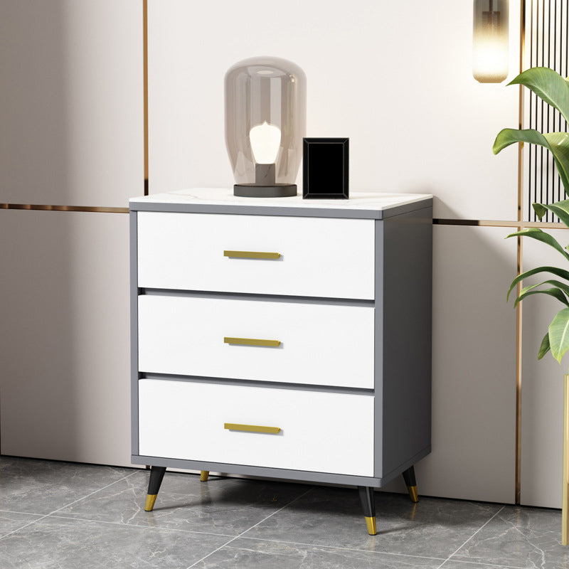 Stone Glam Storage Chest Bedroom Vertical Chest with Drawers