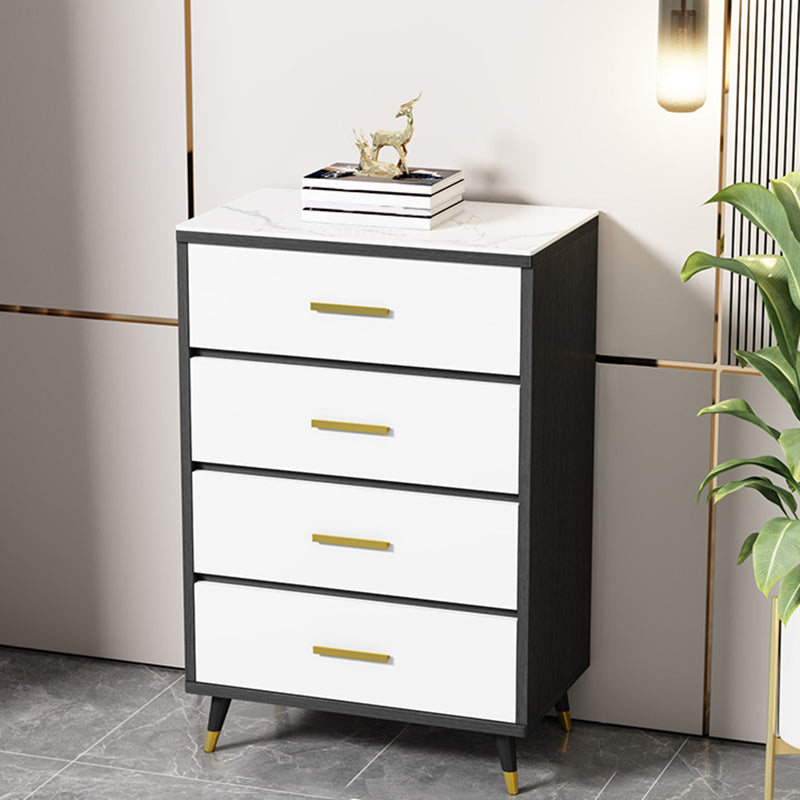 Stone Glam Storage Chest Bedroom Vertical Chest with Drawers