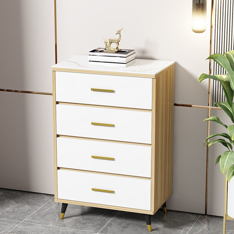 Stone Glam Storage Chest Bedroom Vertical Chest with Drawers