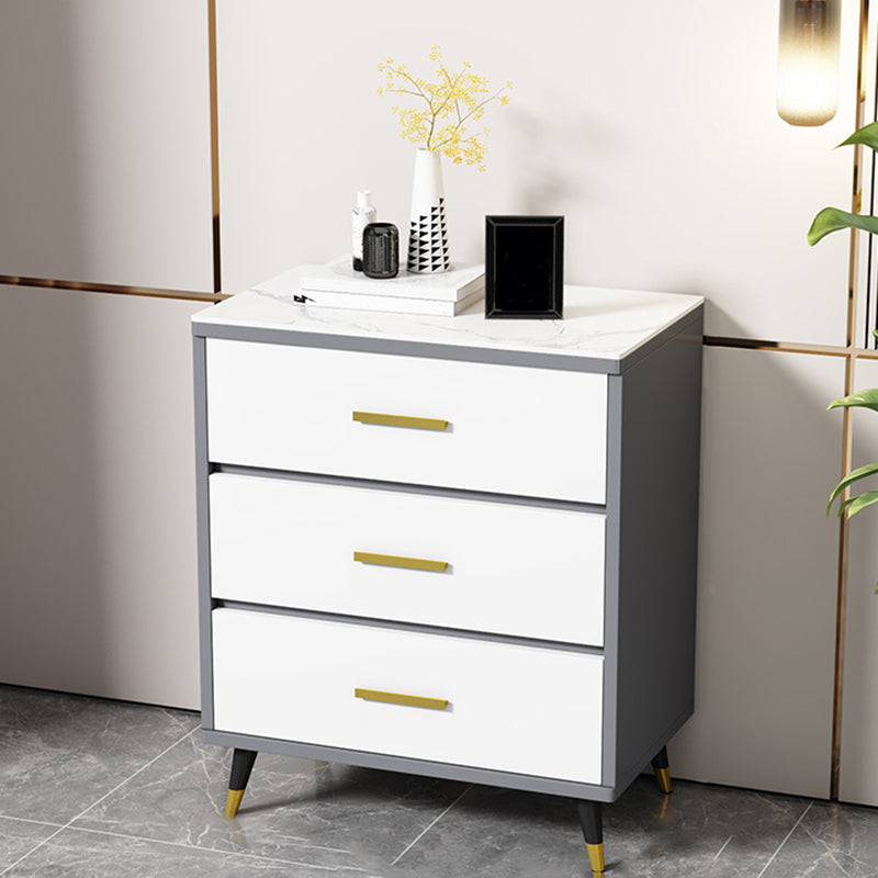 Stone Glam Storage Chest Bedroom Vertical Chest with Drawers