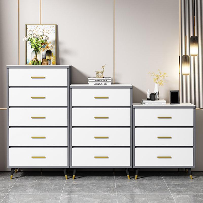 Stone Glam Storage Chest Bedroom Vertical Chest with Drawers