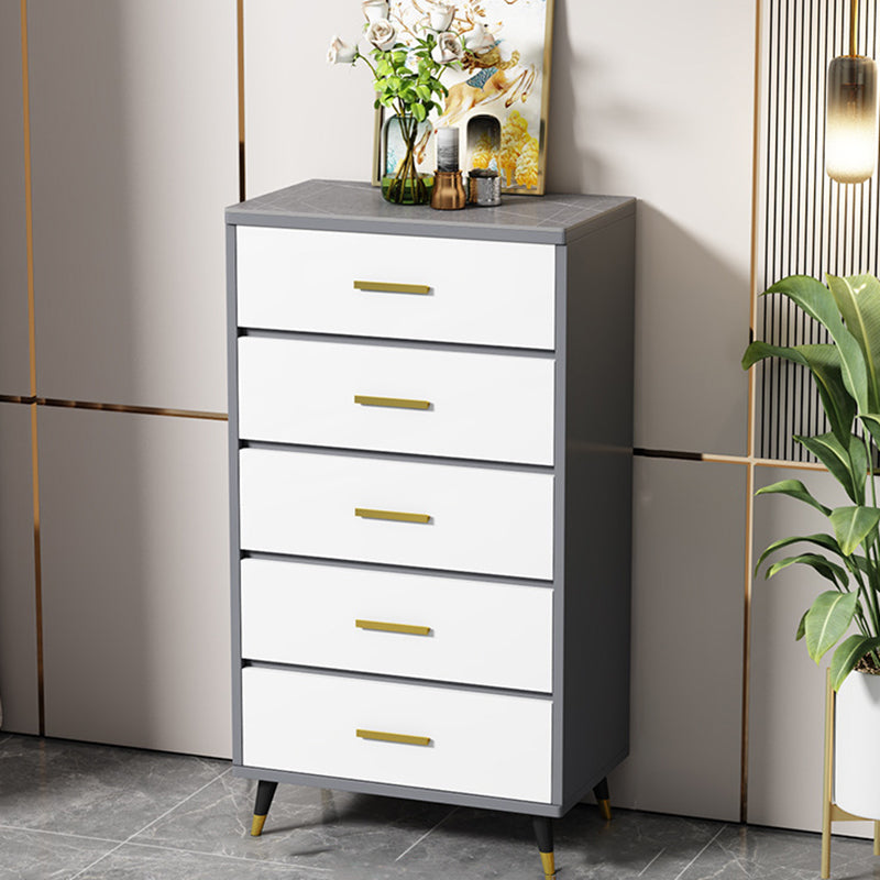 Stone Glam Storage Chest Bedroom Vertical Chest with Drawers