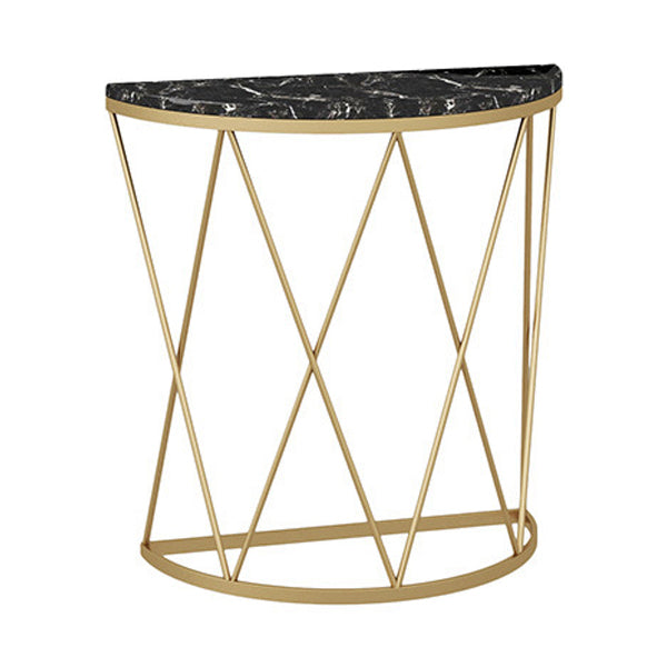 Glam Marble Console Sofa Table Half Moon Iron Accent Table for Hall