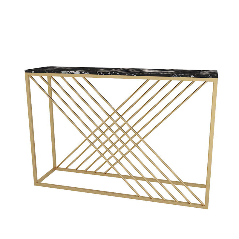 Modern Console Accent Table Antique Finish Rectangle Console Sofa Table in Marble