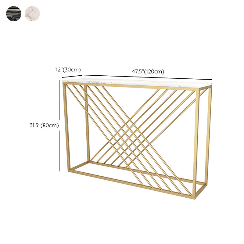 Modern Console Accent Table Antique Finish Rectangle Console Sofa Table in Marble